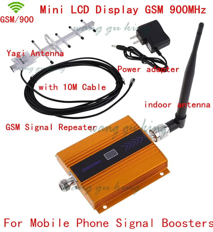 

LCD display GSM 900MHz signal repeater cell GSM 900 signal booster with indoor antenna+ yagi antenna+Cable gsm signal amplifier