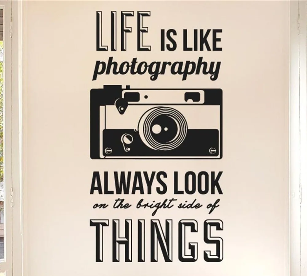 Life is like photography Quotes Camera Wall Sticker Art Vinyl Home Decor Wall Decal DIY Living Room Wall Decoration Paper D 13 in Wall Stickers from Home