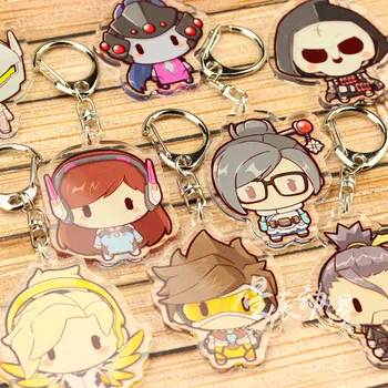 

FPS Game Ow Keychain Fashion Overwatch D.va Hanzo Mei Tracer Reaper Figure Bag Pendants Car Key Chains Holder Keyrings Jewelry