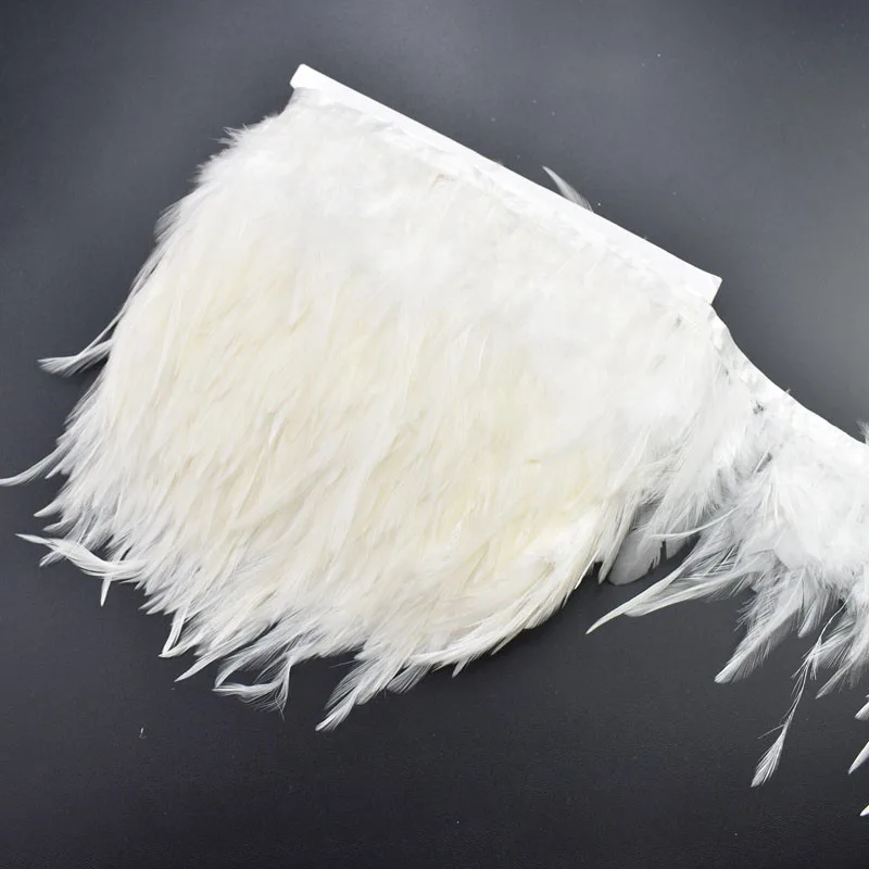 

1Meters white rooster saddle feathers trim fringe plumas 8-10cm DIY natural feathers ribbon for Sewing Clothing Party decorative
