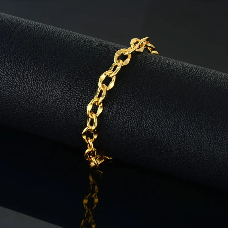 6 мм 20 см трендовые браслеты для женщин и мужчин, ювелирные изделия из нержавеющей стали золотого цвета, звенья кубинских цепей,, мужские и женские