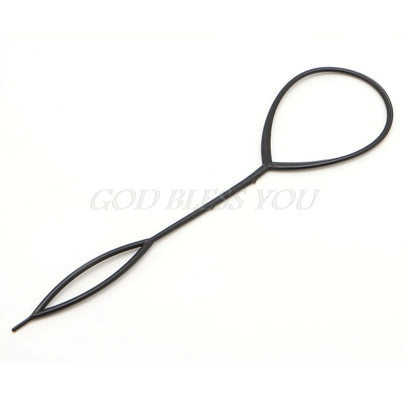 2Pcs Ponytail Creator Plastic Loop Styling Tool Black Topsy Pony Tail Hair Braid