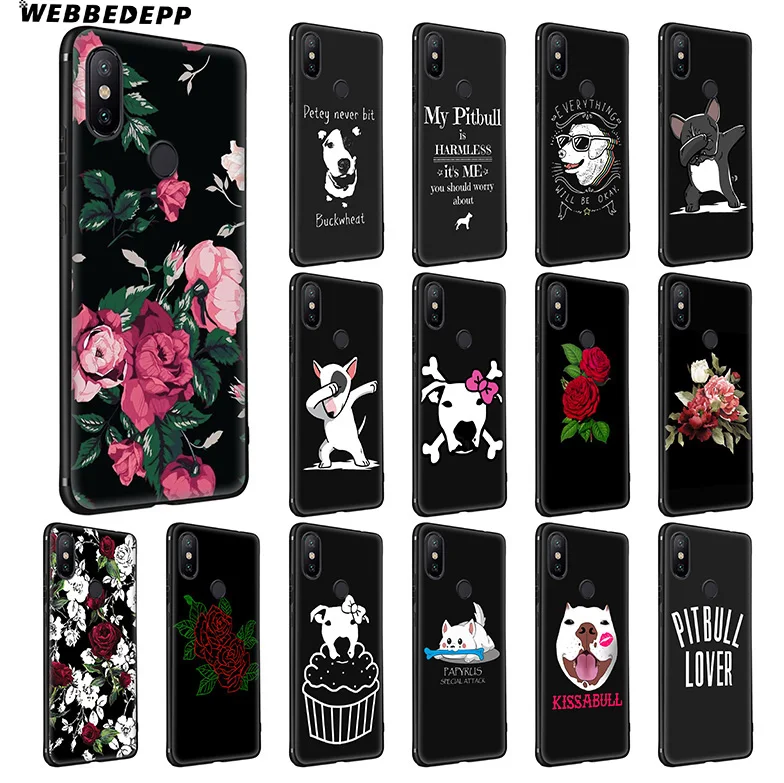 WEBBEDEPP Pitbull Dog Flower Rose Soft Silicone Case for Xiaomi Redmi Note 7 6 6A 5 4 4X 4A S2 Plus Pro Lite Go |