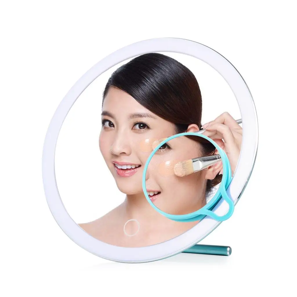 

Rechargeable LED Touch Screen 20 Light Aluminum Makeup Mirror Table Desktop Makeup 3X Magnifying Mirrors Adjustable Mirror