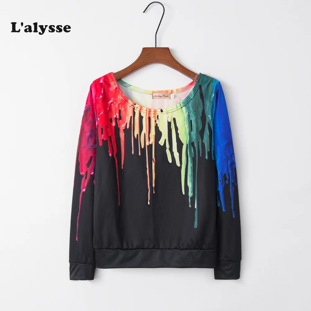 LALYSSE плюс размер 3XL Осенняя Женская толстовка с капюшоном пуловер 3D принт цветной