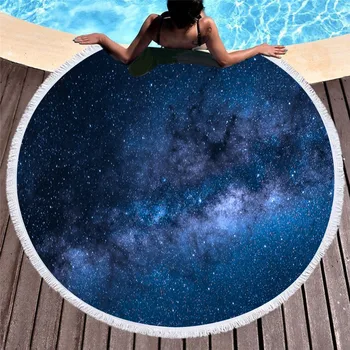 

3D Printed Starry sky Microfiber Round Beach Towel for Adults Summer Toalla Tassel Yoga Mat T317