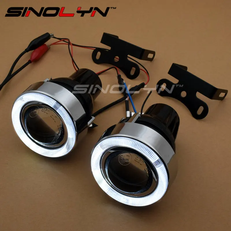 LED Angel Eyes Fog Light Projector Lens Kit With H3 Halogen Light Driving Lamps Fog Lamps