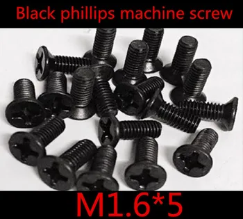 

1000pcs/lot DIN7985 M1.6*5 Steel With Black Cross Recessed Phillips Flat Head Countersunk Machine Screw
