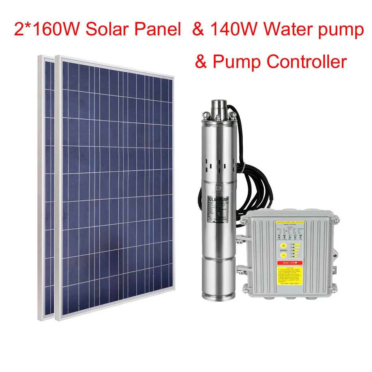 

3" DC Screw Well Solar Pump Submersible Bore Hole W/ Controller+Poly Solar Panel