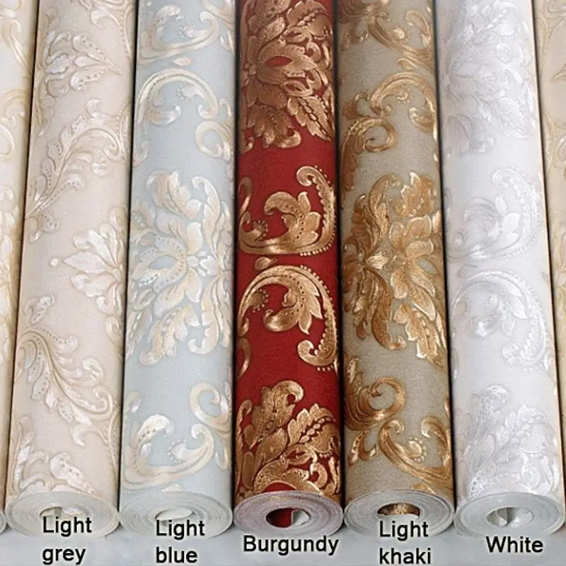 

European Luxury Damascus 3D Embossed Washable Vinyl Wallpaper Home Decor Papel De Parede PVC Living Room Background Wall Paper