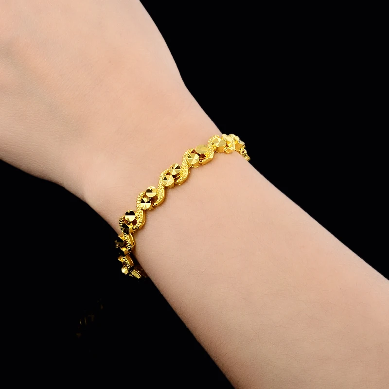 Unique Design 24K GP Pure Gold Color Bracelets and Bangles for Women - Perfect as Gold Luxury Wedding Jewelry image 4