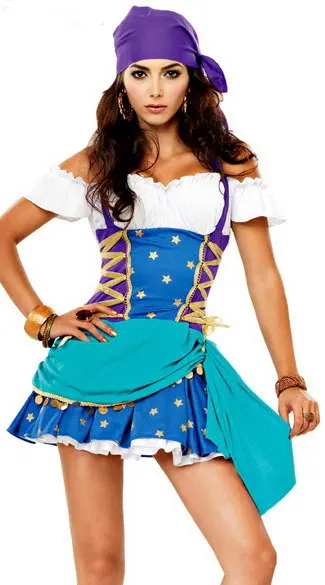 Пикантные Хэллоуин Пиратские костюмы 3s1203 Сексуальная Цыганский Косплэй костюм Цыганский принцессы маскарадный костюм - Цвет: As shown