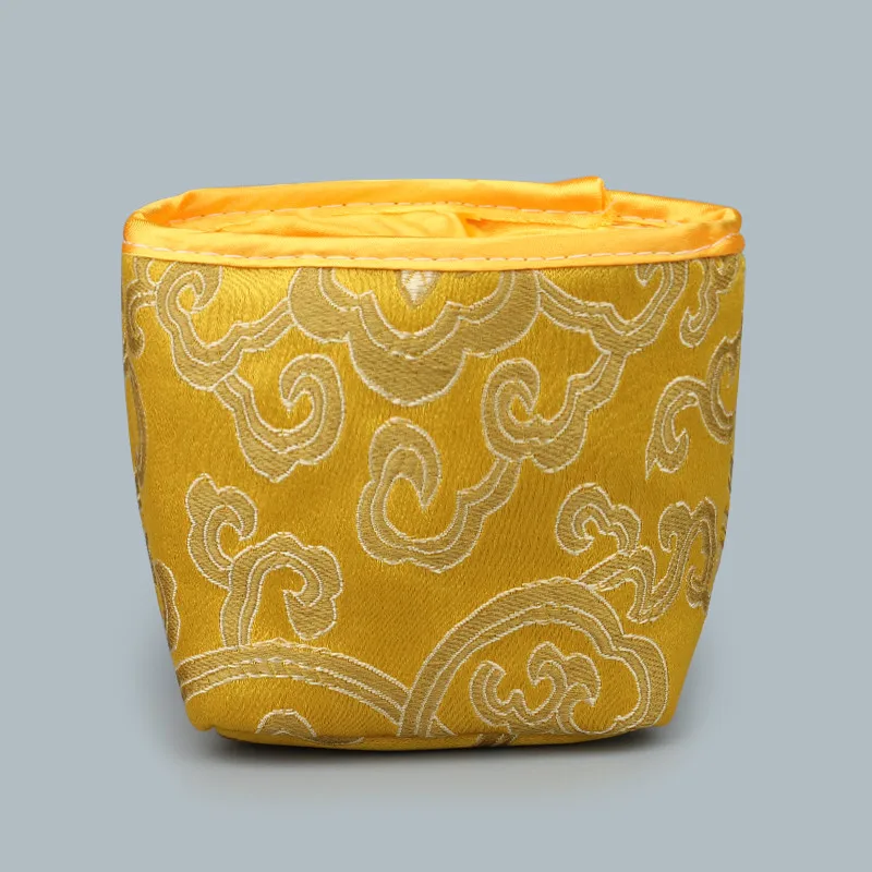Кисточкой цветочные ткань пустой Чай сумки Саше Рождество квадратное дно сумки веревка для подарочного пакета Китайский шелковой парчи мешок ювелирных изделий - Цвет: Цвет: желтый