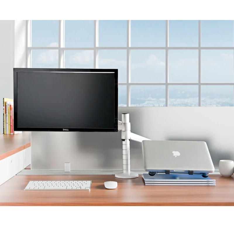 

Tablet pc stand laptop desk and support one more LCD Monitor display screen wall Mount Computer Bracket for office bank stock
