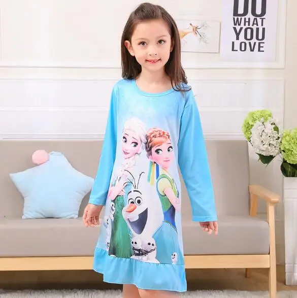 От 2 до 12 лет Весна и осень Стиль ночная рубашка для девочек детская одежда Обувь для девочек пижамы платье принцессы для девочек Домашняя одежда DL02 - Цвет: style 18