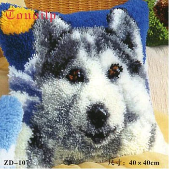 

Manual DIY creative gifts animal Snow Wolf Latch Hook Rug Kits Needlework Unfinished Pillow Rug Yarn Cushion Embroidery Carpet