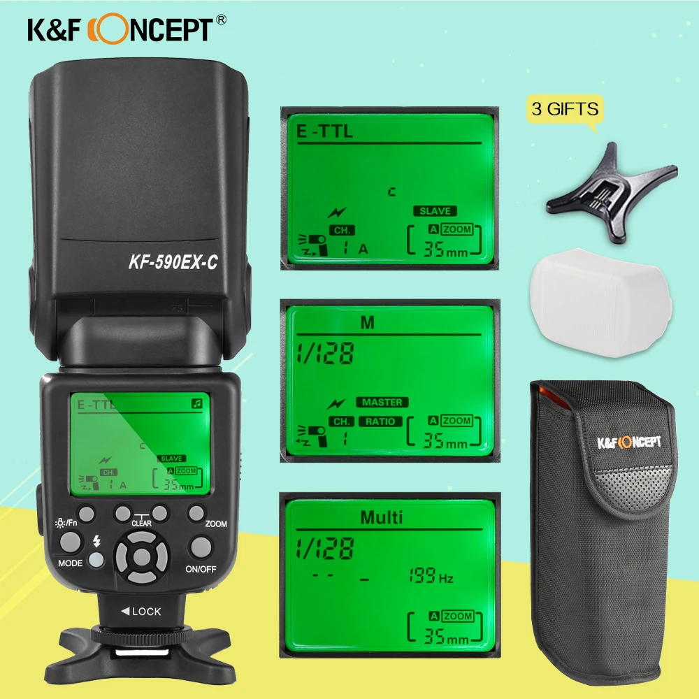 

K&F KF590C TTL Professional Flash Speedlight for CANON DSLR Rebel T6i T6s T5i T4i T3i T2i T1i T5 T3 XT XSi XSi EOS 7D 5D 70D 60D