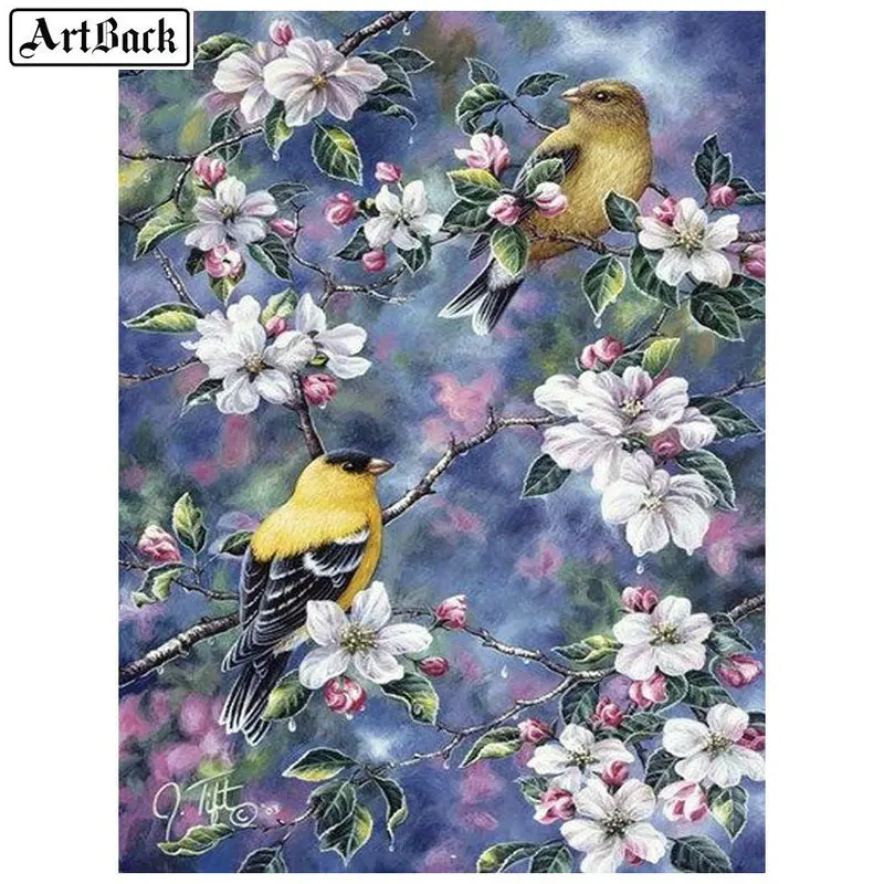 

5d diy diamond painting bird flower pattern full square diamond embroidery animal kit 3d diamond mosaic sticker