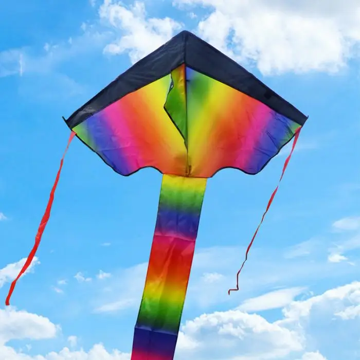 Огромный Радужный воздушный змей игрушки для игр на открытом воздухе Забавный градиент цветной змей длинный хвост NSV775