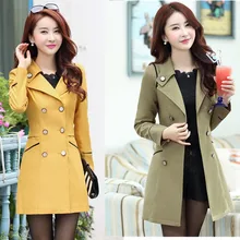 Куртка женщин длинный участок волокно Тонкий стильный двубортное пальто ветровка 0838