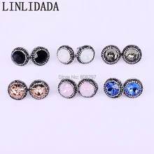 10 пар, модные круглые серьги-гвоздики с кристаллами, разноцветные стразы, женские модные ювелирные серьги