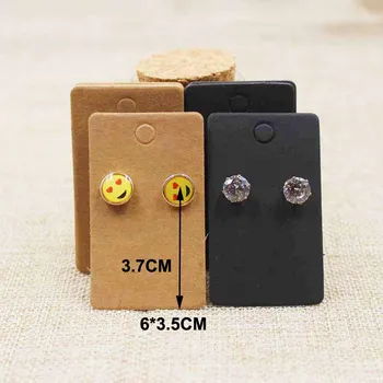 

6*3.5cm 200pcs kraft/black Stud earring HangTag card custom logo cost extra print earring Display packing Card