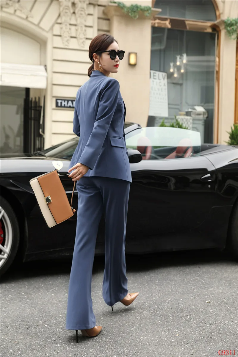 Модный черный блейзер для женщин, деловые костюмы, официальные офисные костюмы, рабочие брюки и пиджак, комплекты для работы, офисный