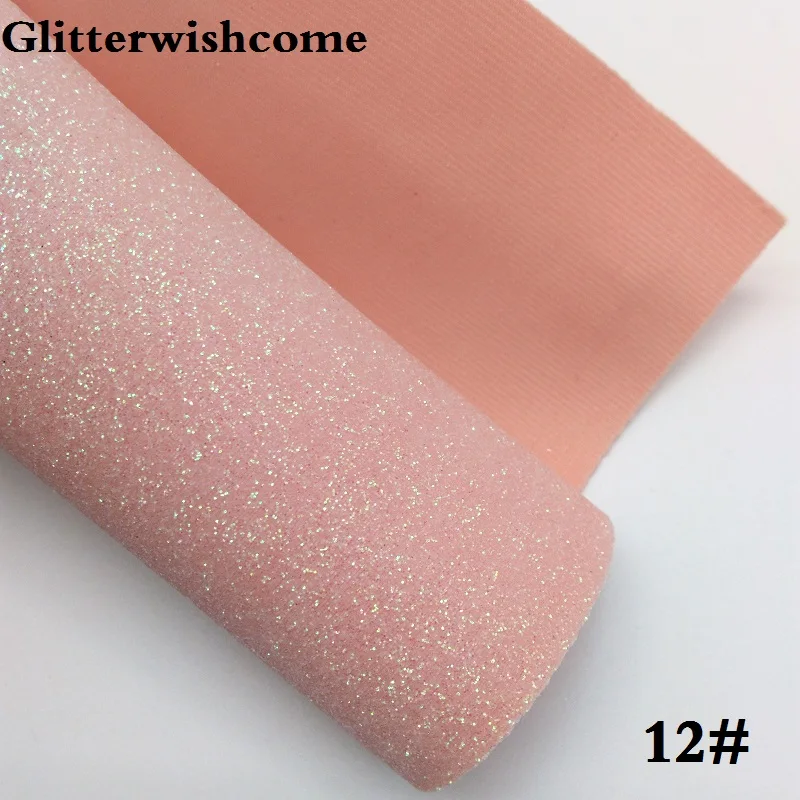 Glitterwishcome 30X134 см мини ролл синтетическая кожа, Fluo мелкие блестки кожа с лайкрой бэк винил для Луки, GM053 - Цвет: 12