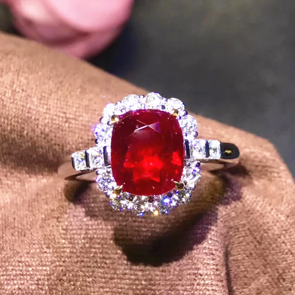 

fine jewelry wholesale classic 18k white gold South Africa real diamond 2.5ct natural red ruby ring for women wedding engagement