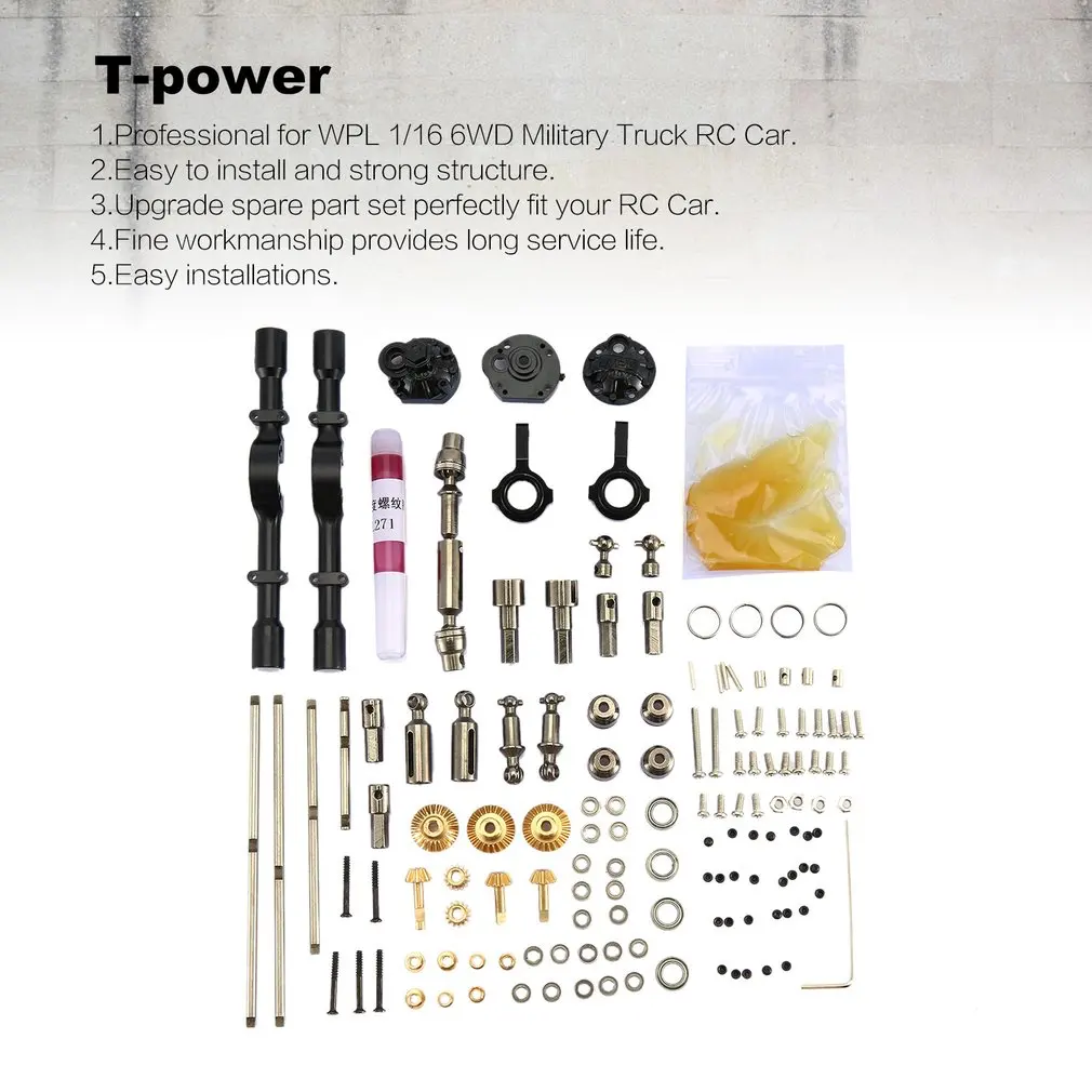 T-power для WPL 1/16 6WD RC автомобиль военный грузовик прочный металлический и пластиковый обновленный OP набор аксессуаров легко установить