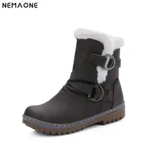 Новые плюшевые зимние сапоги женские теплые зимние ботильоны на низком каблуке 3 см женская повседневная обувь Большие размеры 44, 45, 46