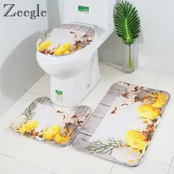 Zeegle пасхальное узор туалет коврик 3 шт набор нескользящие для ванной комнаты ковер микроволоконный коврик для ванной моющиеся и абсорбент