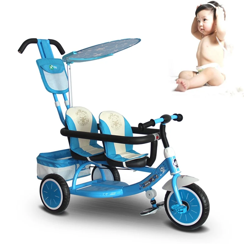 Adjustable Tricycle for Twins Safety Pram Twins Infant Tricycle Baby