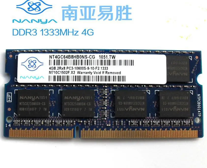 Nanya 4GB 2RX8 PC3-10600S DDR3 1333Mhz 204pin Memory Laptop Notebook RAM DIMM