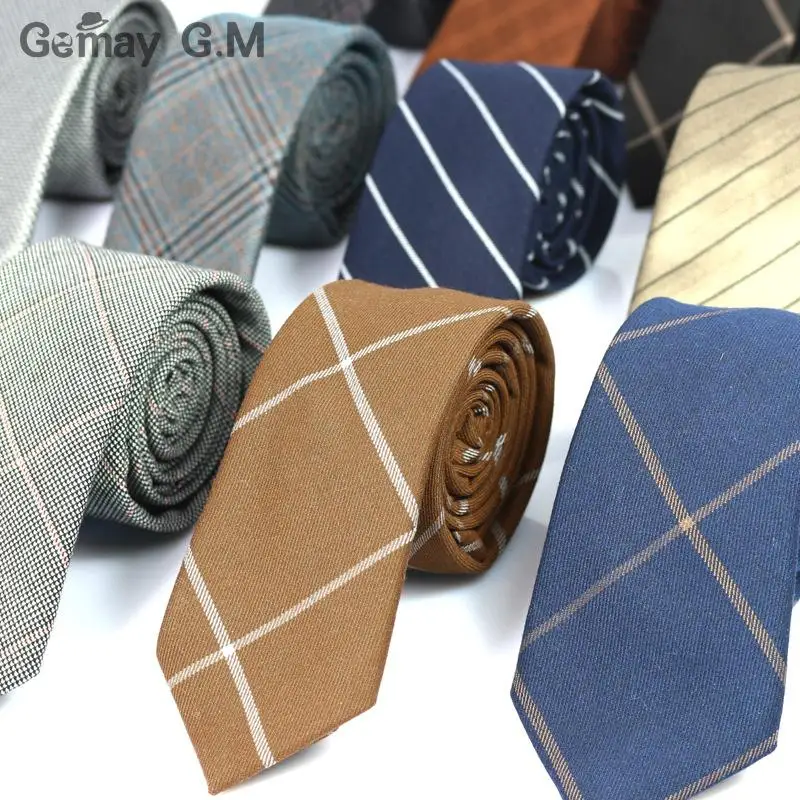Visokokakovostne modne 100% bombažne kravate za moške po meri narejene blagovne znamke Plaid Skinny ozke moške kravate za darilo kravato kravato