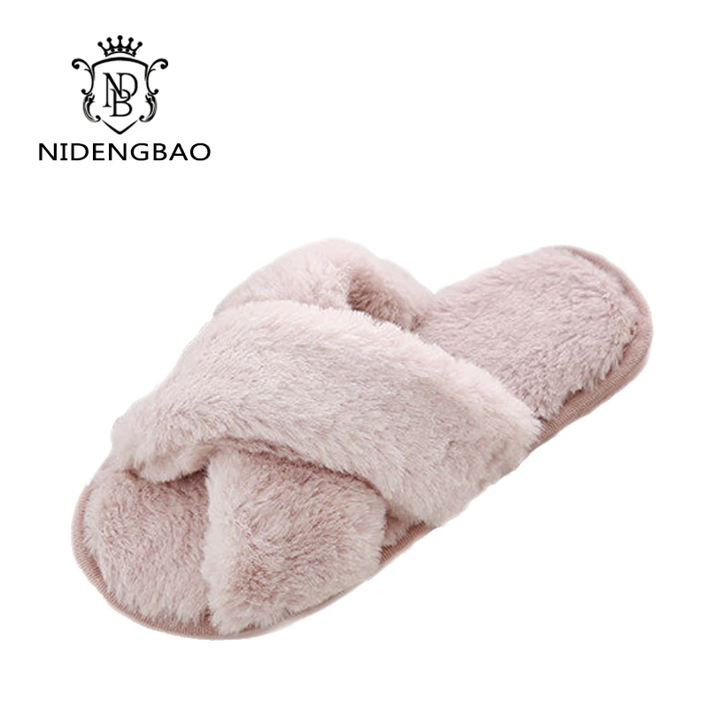 

2017 Autumn Winter Warm Women Slippers Open Toe Flip Flops Plush Fashion Flip Flops Indoor Outdoor Cotton Slippers Women Sandal