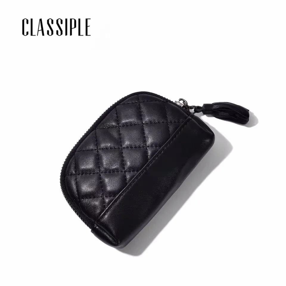 

Black Women's Coin Purse Sheepskin Short Cute Mini Coin Bag Small Wallet Keychain Small Bag Coin Wallets Porte Monnaie Femme