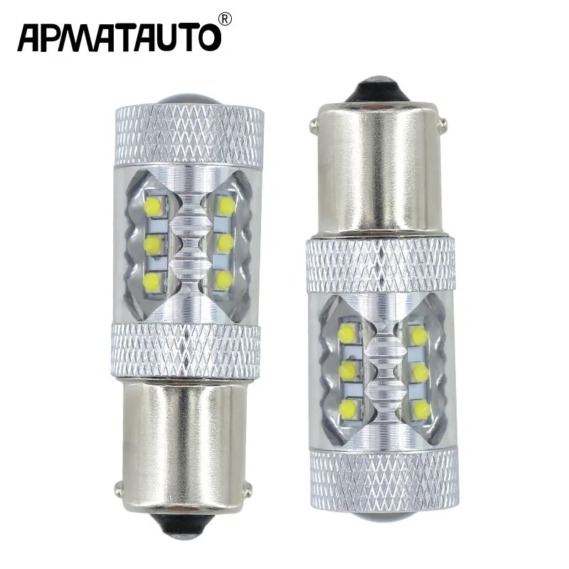 

2x White 1156 led 80w Canbus Error Free S25 BA15s P21W LED Bulbs with cree chips for Volkswagen MK6 Jetta Daytime Running Lights