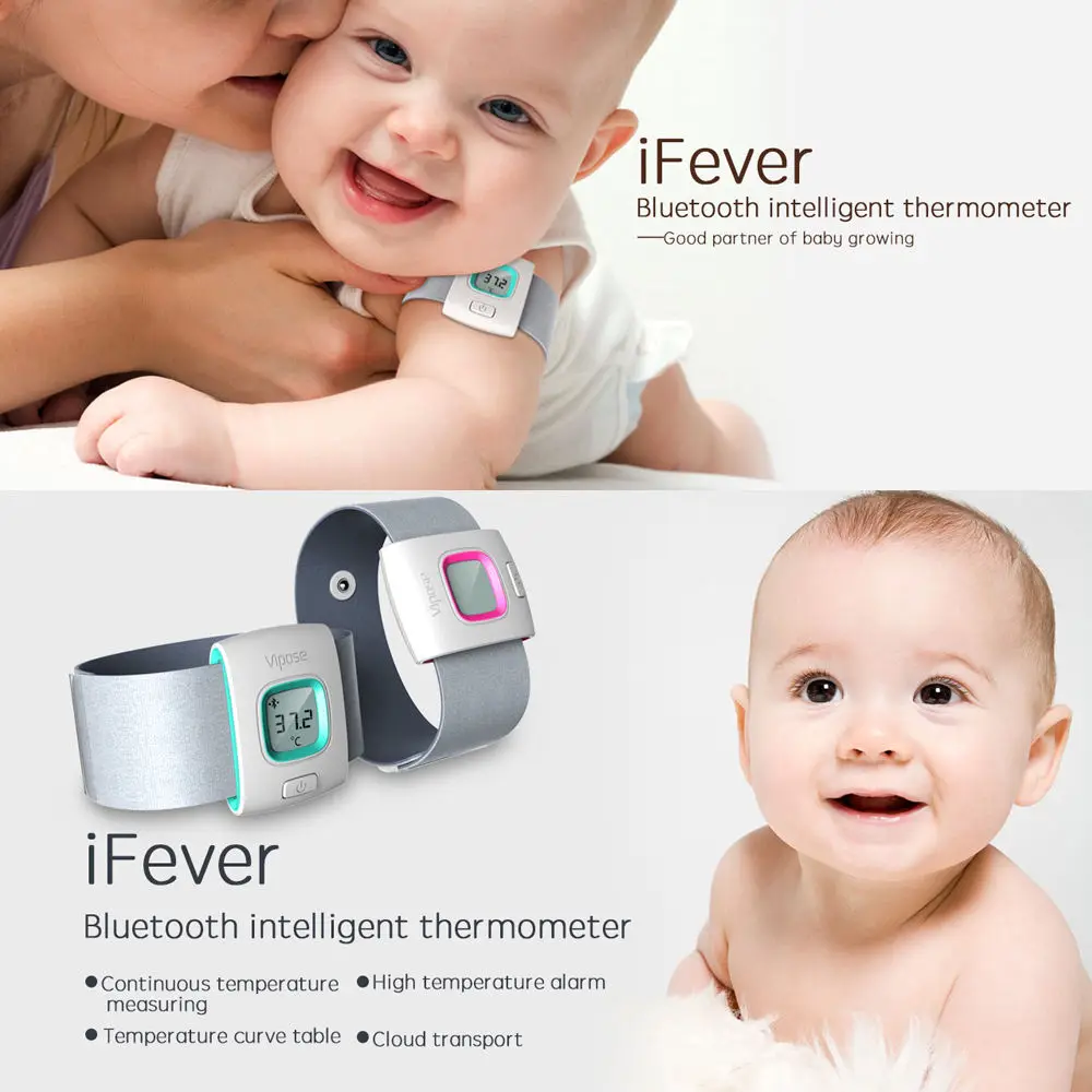 iFever Bluetooth Children Thermometer Smart Wearable Thermometer 24 Hrs