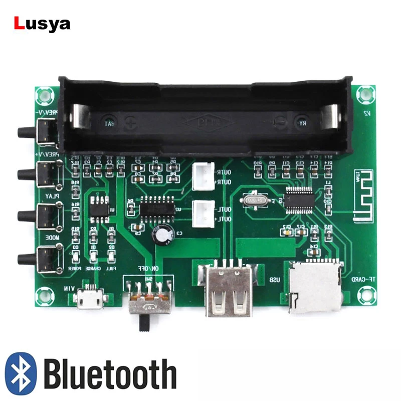 

PAM8403 Amplificador Bluetooth Digital Power Amplifier Board Dual Channel 5W*2 Lithium Battery Singing Machine USB TF-Card