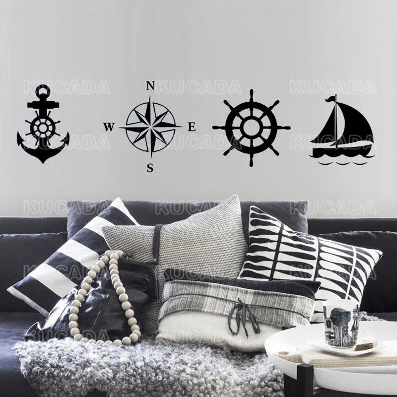 Diy Diamond Level Anchor Compass Rudder Sailboat Nautical Vinyl Wall