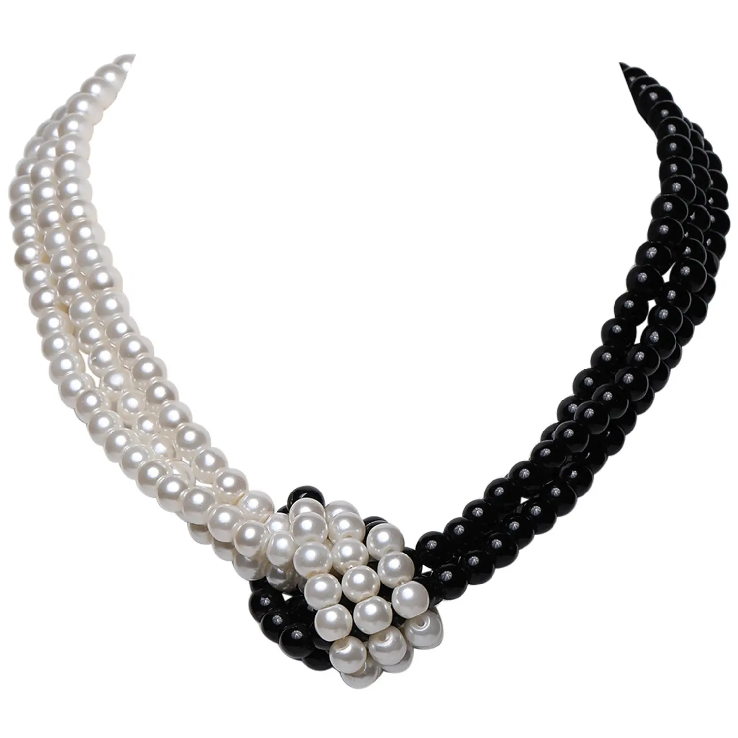 

1920s Imitation Pearls Necklace 20s Gatsby Knot Pearl Necklace 1920s Flapper Pearls Accessories Two-Tone Stitching Style