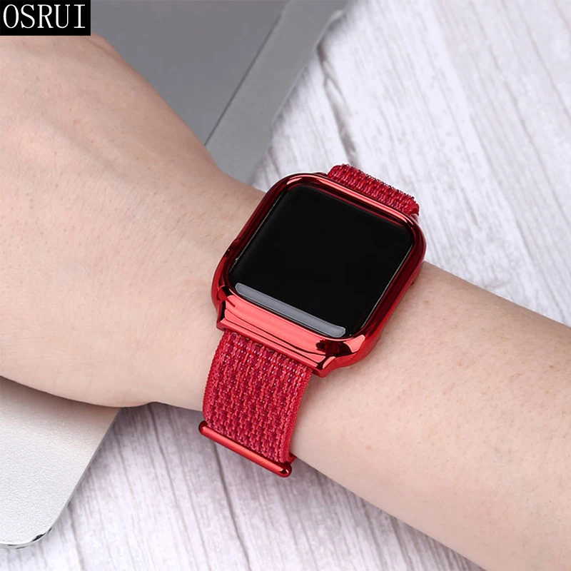 Спортивный ремешок + чехол для Apple watch 42 мм 38 нейлон correa iwatch 44 40 серия 3 2 1 4