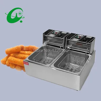

Double Tank Electric Fryer, 12L Commercial Deep Fryer With Temperature Control, Manual Control or Machanic Timer