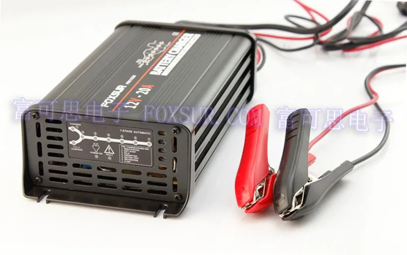 FOXSUR 12V 20A автоматическое умное зарядное устройство, Ремонтный и десульфатор для свинцово-кислотных батарей, автомобильное зарядное устройство высокого качества