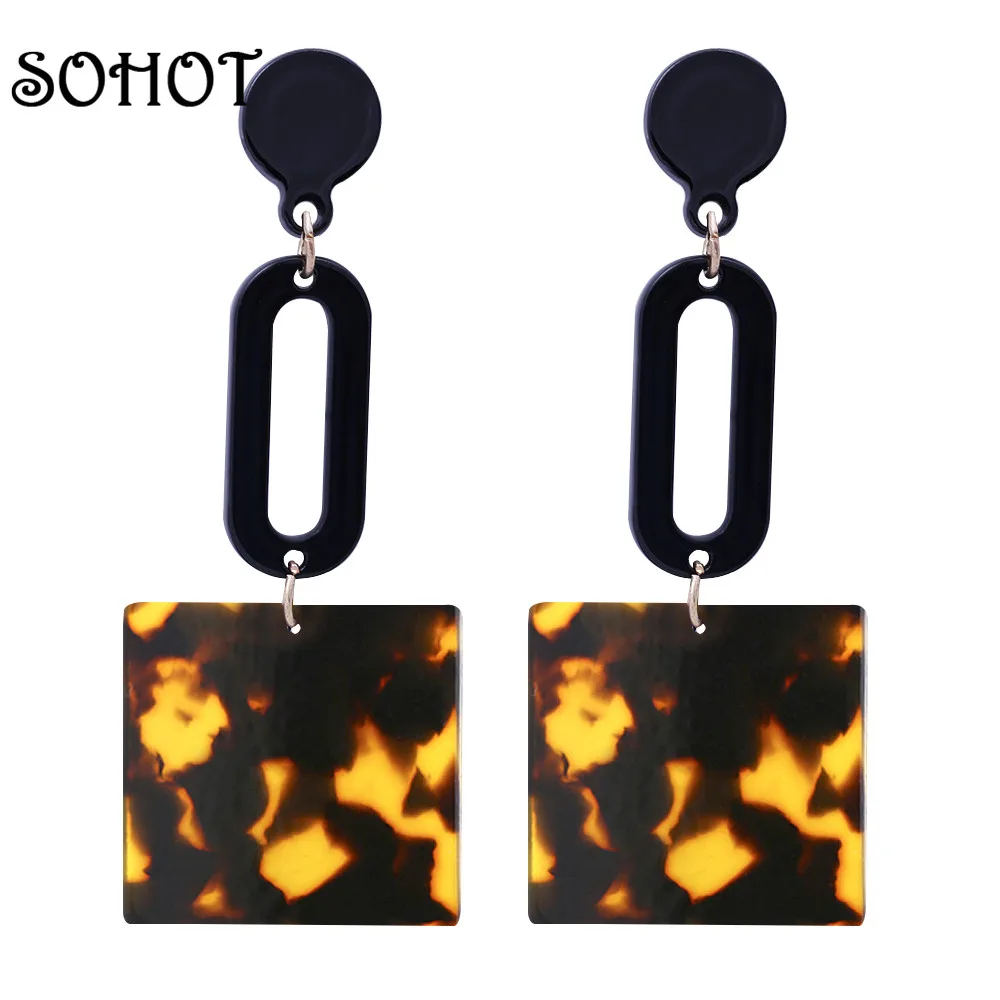 SOHOT новые модные геометрические OL стильные женские длинные висячие серьги с