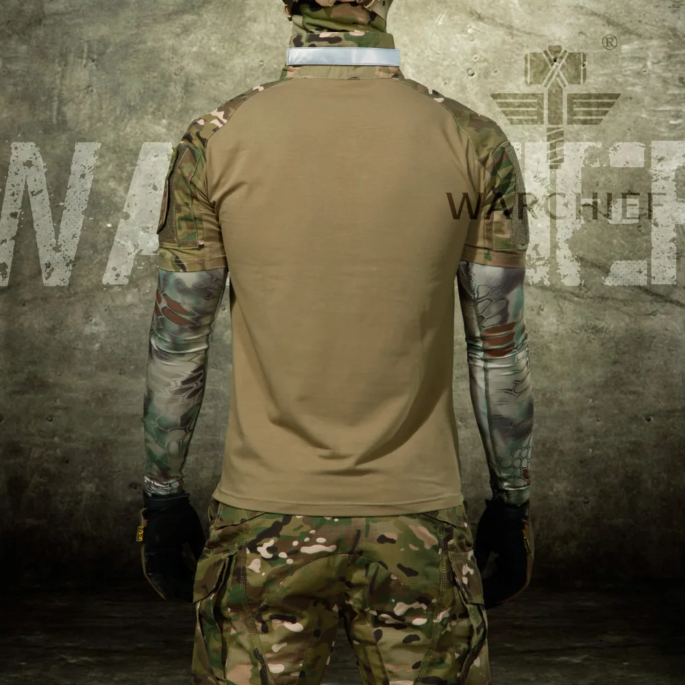 Мужской камуфляж футболки армейская Тактический футболка военные Для мужчин футболка с длинными рукавами