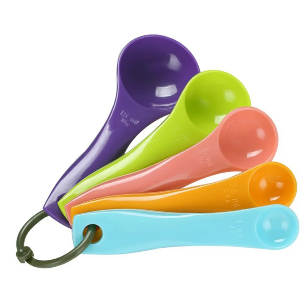 

5pcs/set Colorful Plastic Measuring Spoons Useful Sugar Cake Baking Spoon Coffee Tea Measuring Spoon Kitchen Baking Tools