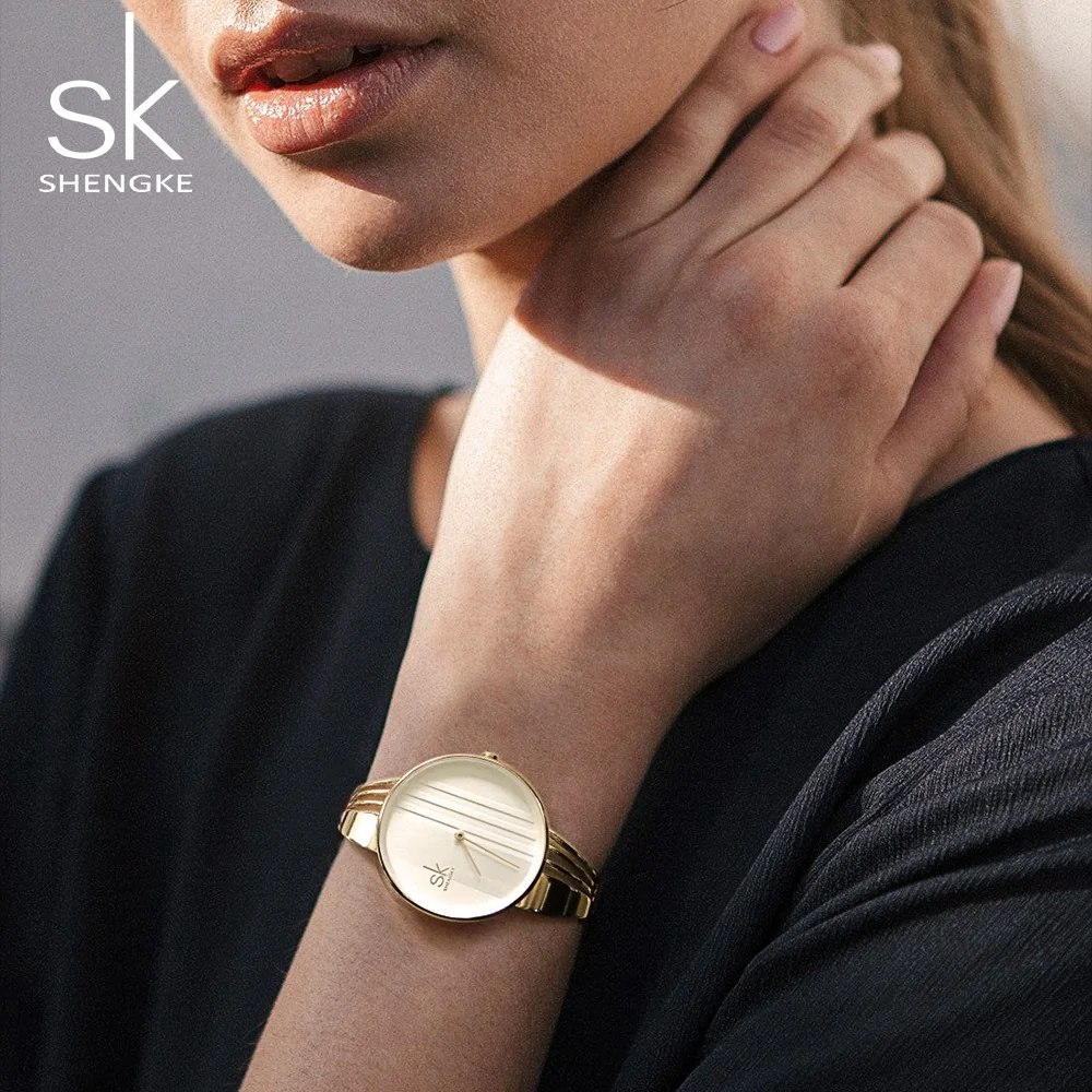 

Shengke Fashion Women Watches Rose Gold Quartz Watch Ladies Bracelet Clock Reloj Mujer New SK Creative Women relogio feminino