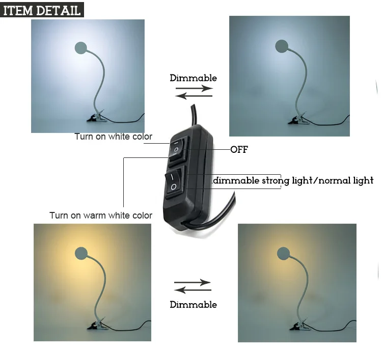 Регулируемый гибкий светильник для ночной книги защитный зажим для глаз светильник с зажимом Настольная лампа с регулируемой яркостью для чтения USB настольная лампа